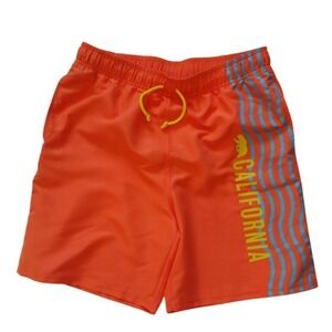 Creative Apparel Concepts Swim Trunks Men Large Orange California Graphic‎ Beach